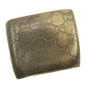Gucci Wallet Purse Bifold Guccissima Gold Woman unisex Authentic Used